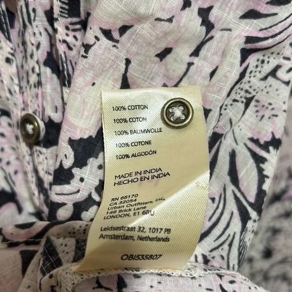 NWT by Anthropologie Peasant Blouse Top - White, Pink and Blue - Women’s Size XS - Picture 6 of 9